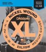 D'Addario EXL 115W 11/49 - kovové struny pro elektrickou kytaru (blues/jazz rock/wound 3RD)