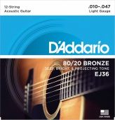 D'Addario EJ 36 - struny na 12 strunnou akustickou kytaru 10/47