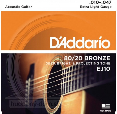 D'Addario EJ 10 Br - kovové struny pro akustickou kytaru (extra light)  10/47