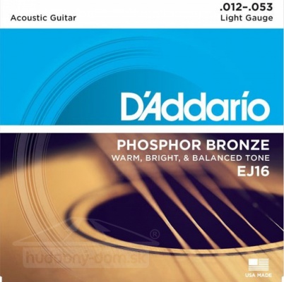 D'Addario EJ 16 PhBr - kovové struny pro akustickou kytaru (light) 12/53