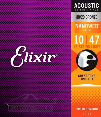 Elixir 11152 Nanoweb (extra light) 10/47 - kovové struny pro dvanáctistrunnou kytaru